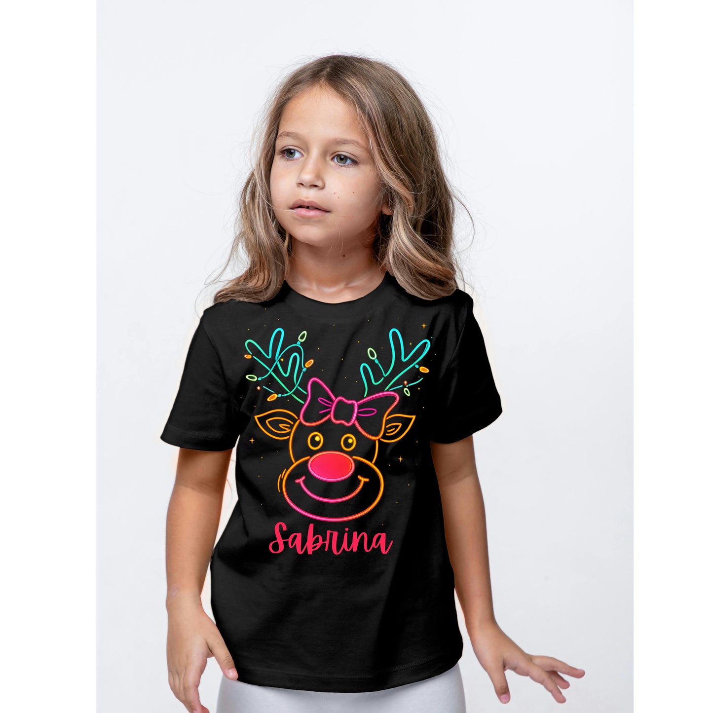 Neon Reindeer Kid Tee