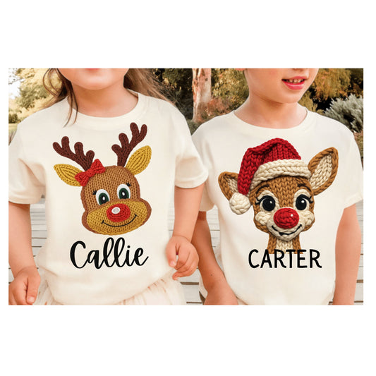 Knit Reindeer Kid Tee