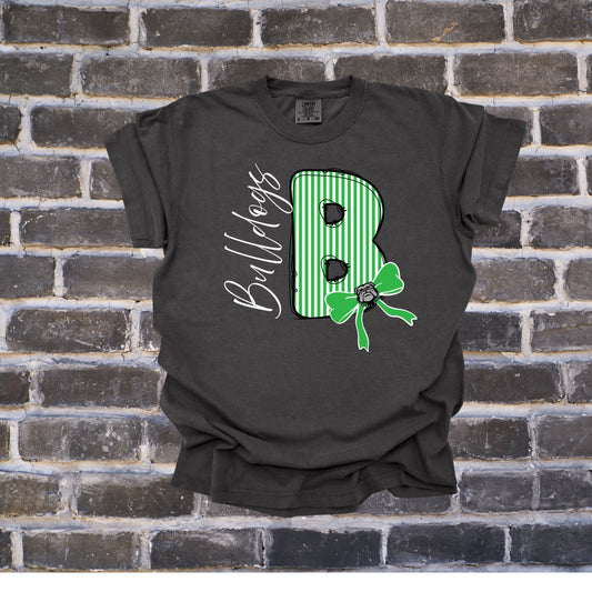 Bulldog B Stripe Bow