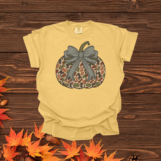 The Dark Camo Bow Pumpkin Shirt