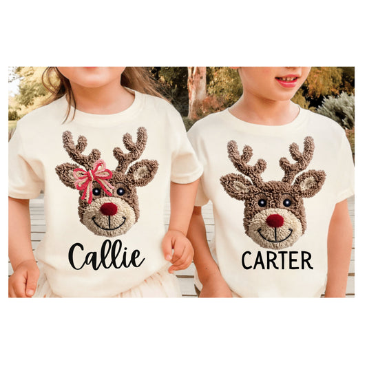 Fuzzy Reindeer Kid Tee